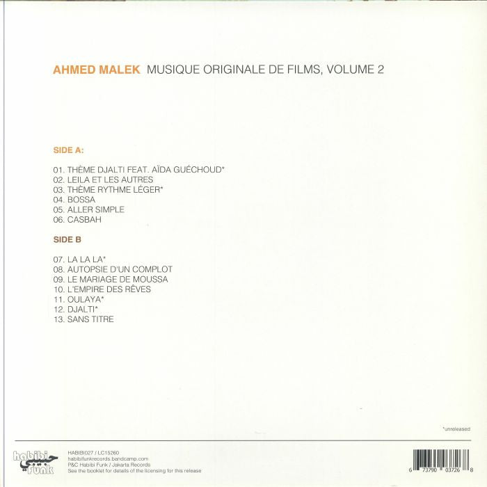 Musique Original de Films Volume 2 - Ahmed Malek