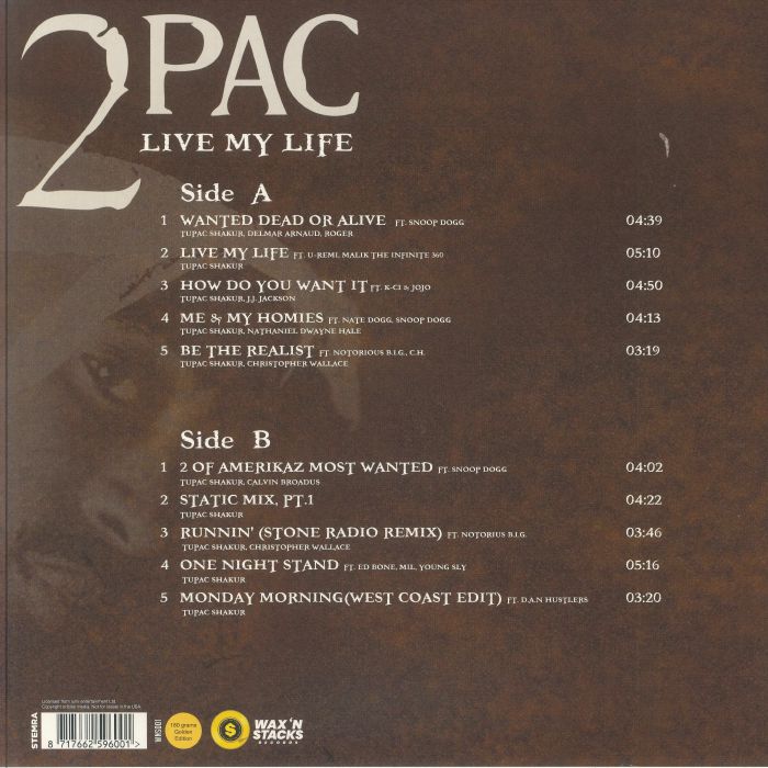 Live My Life (Limited Gold Vinyl) - 2PAC