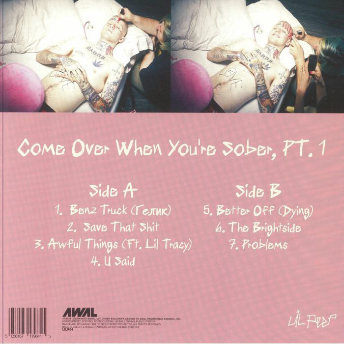 Come over When You're Sober Part 1 (Clear & Pink Merge Vinyl) - Lil Peep