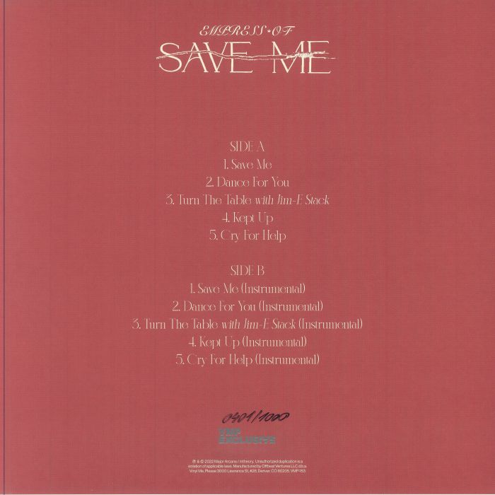 Save Me (Limited Red & Black Vinyl) - Empress Of