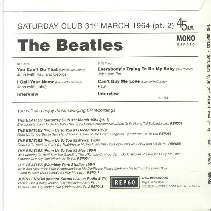 Saturday Club 31st March 1964: Part 2 (Mono) - The Beatles