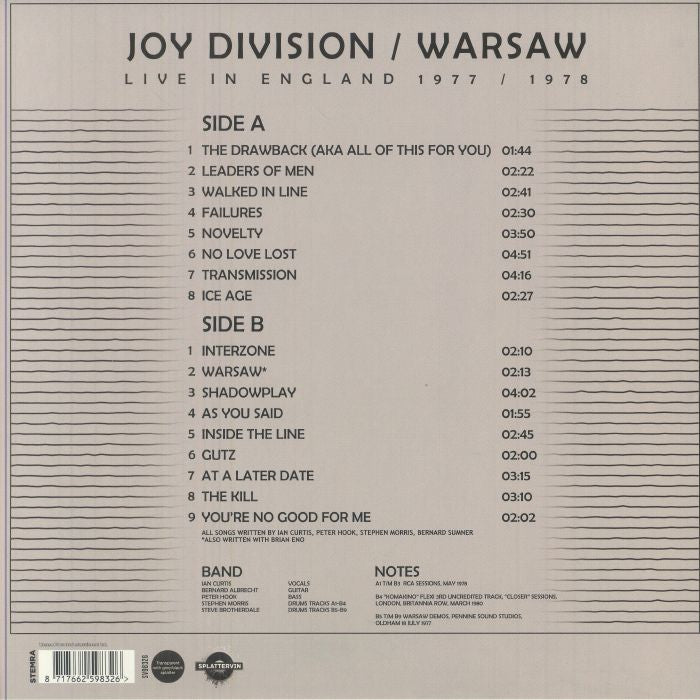 Live in England 1977- 1978 - Joy Division / Warsaw
