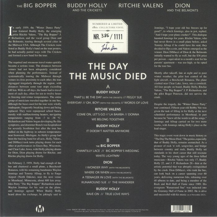 The Day the Music Died (Reissue) (Limited Black & Gold Vinyl) - Buddy Holly