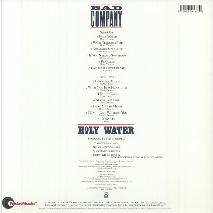 Holy Water (Reissue) (Turquoise Vinyl) - Bad Company