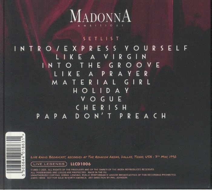 Ambitious: Live Radio Broadcast - Madonna (CD)