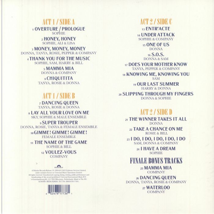 Mamma Mia! the Original Cast Recording (Limited Blue & White Vinyl) - Various