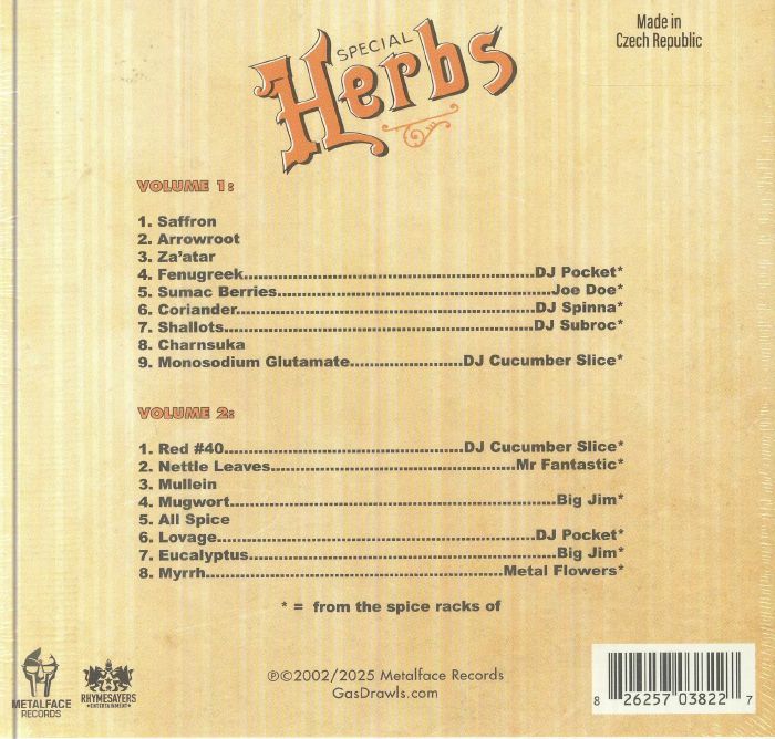 Metal Fingers Presents: Special Herbs Vol 1 & 2 - MF DOOM (CD)