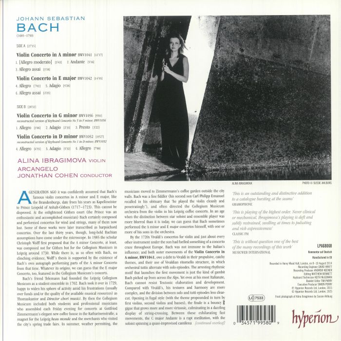 Bach: Violin Concertos - Johann Sebastian Bach / Alina Ibragimova / Arcangelo / Jonathan Cohen