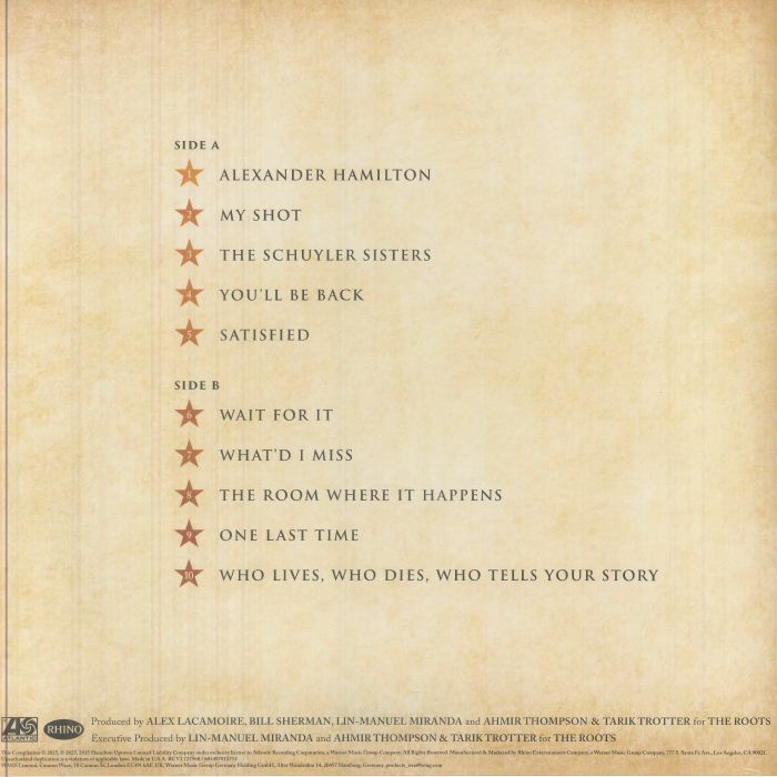 Hamilton 10 Shots: Highlights from the Original Broadway Cast Recording - Lin Manuel Miranda