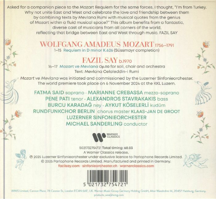 Mozart: Requiem Fazil Say: Mozart & Mevlana - Wolfgang Amadeus Mozart / Fazil Say / Michael Sanderling / Luzerner Sinfonieorchester / Rundfunkchor Berlin / Fatma Said / Marianne Crebassa / Pene Pati / Alexandros Stavrakakis (CD)