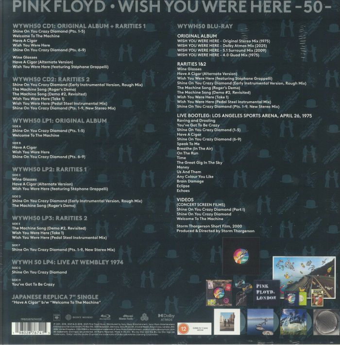 Wish You Were Here (50th Anniversary Deluxe Edition) (4xLP Box Set) (2xCD) (Blu-Ray) - Pink Floyd