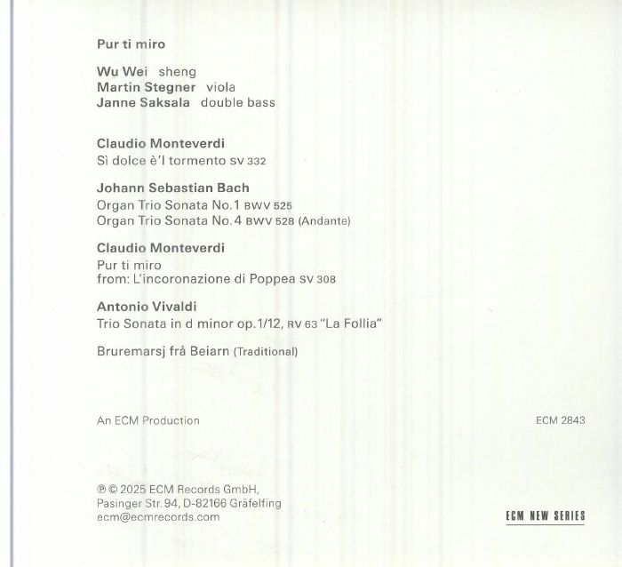 Pur Ti Miro - Johann Sebastian Bach / Claudio Monteverdi / Antonio Vivaldi / Wu Wei / Martin Stegner / Janne Saksala (CD)