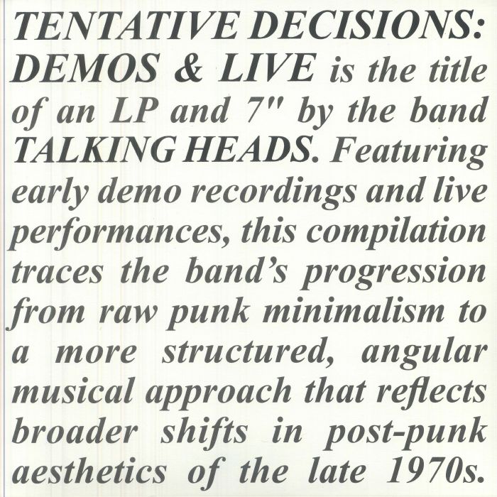 Tentative Decisions 1974-1976 (Record Store Day Black Friday Rsd 2025) - Talking Heads