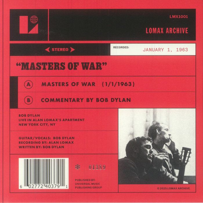 Masters of War (Live in Alan Lomax's Apartment) (Record Store Day Black Friday Rsd 2025) - Bob Dylan