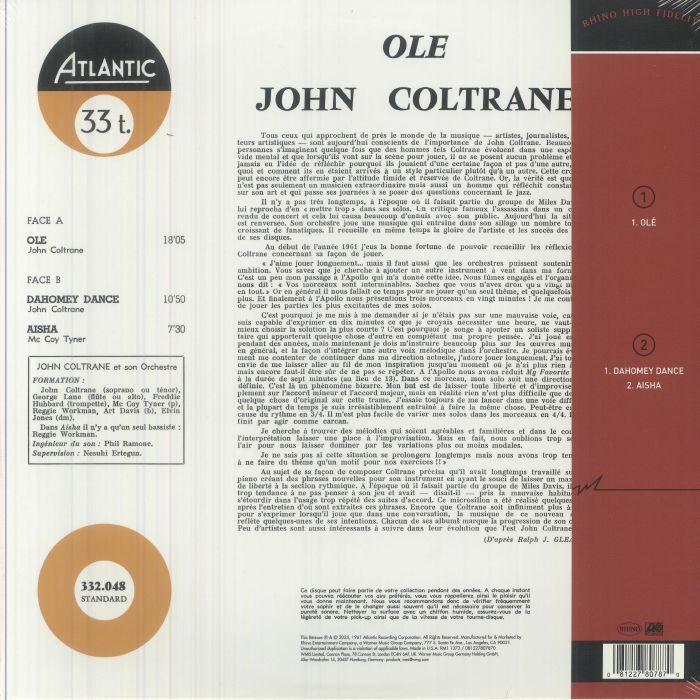 Ole Coltrane (Mono) (Rhino High Fidelity 65th Anniversary Editon) (Indie Exclusive) - John Coltrane