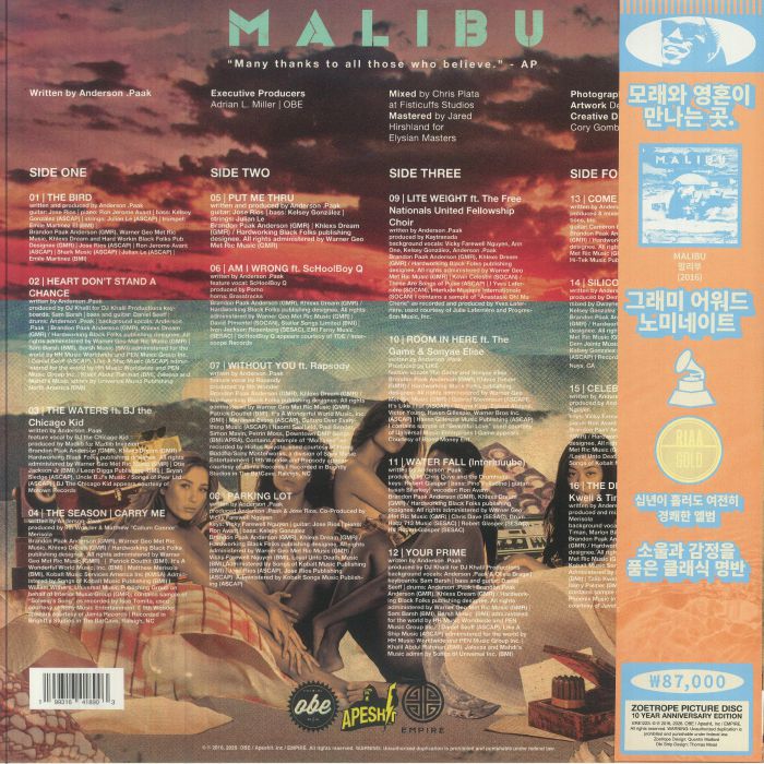 Malibu (10th Anniversary Edition) (Picture Disc) (Zoetrope) - Anderson Paak