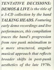 Tentative Decisions: Demos & Live - Talking Heads (CD)