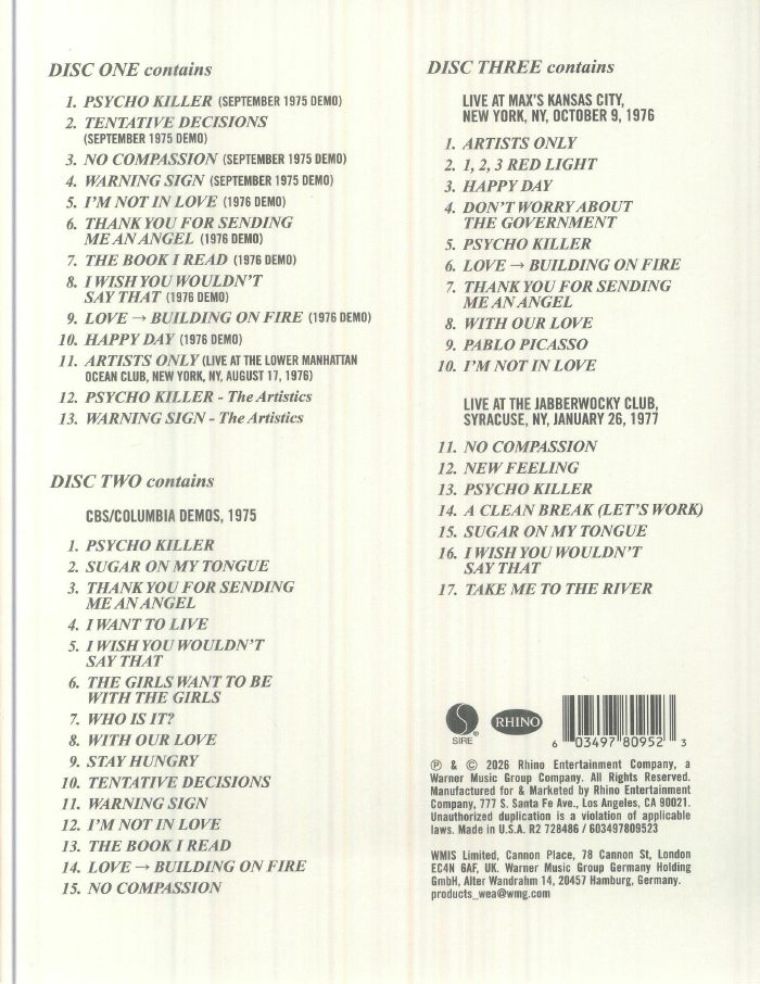 Tentative Decisions: Demos & Live - Talking Heads (CD)
