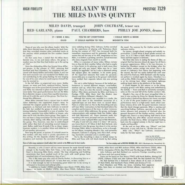 Relaxin' with the Miles Davis Quintet (Reissue) (Mono) - The Miles Davis Quintet