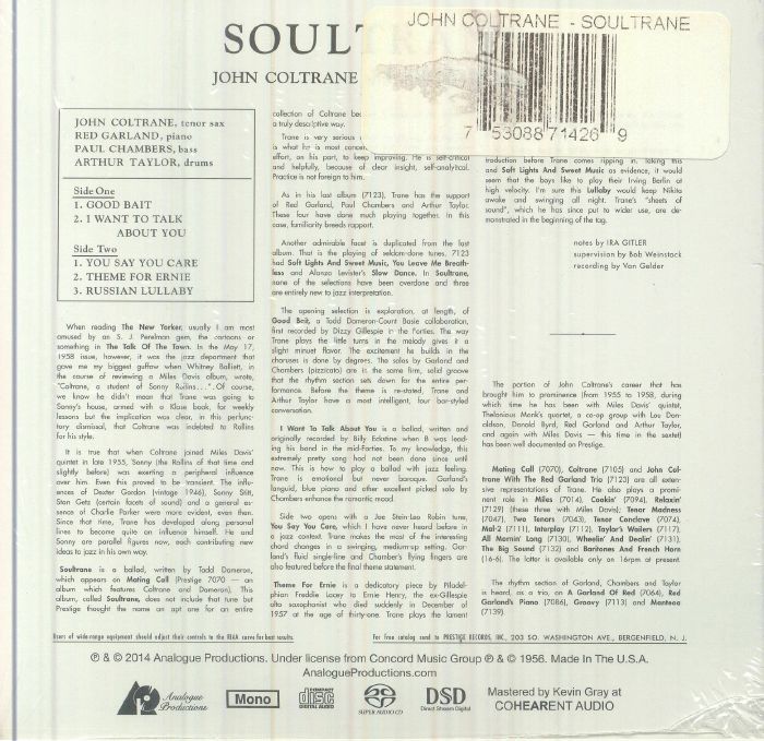 Soultrane (Remastered) (Mono) - John Coltrane (CD)