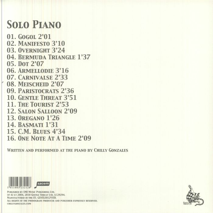 Solo Piano (Reissue) - Chilly Gonzales