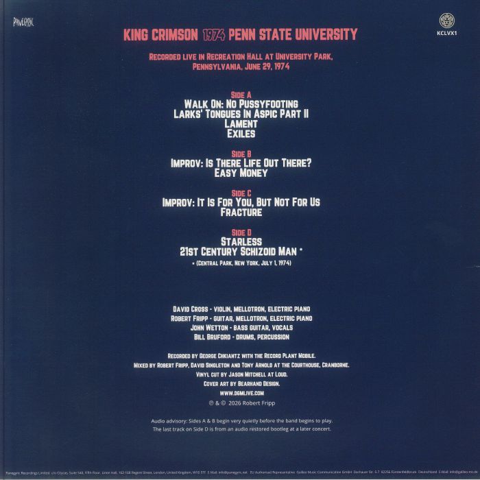 Penn State 29 June 1974 (Record Store Day Rsd 2026) - King Crimson
