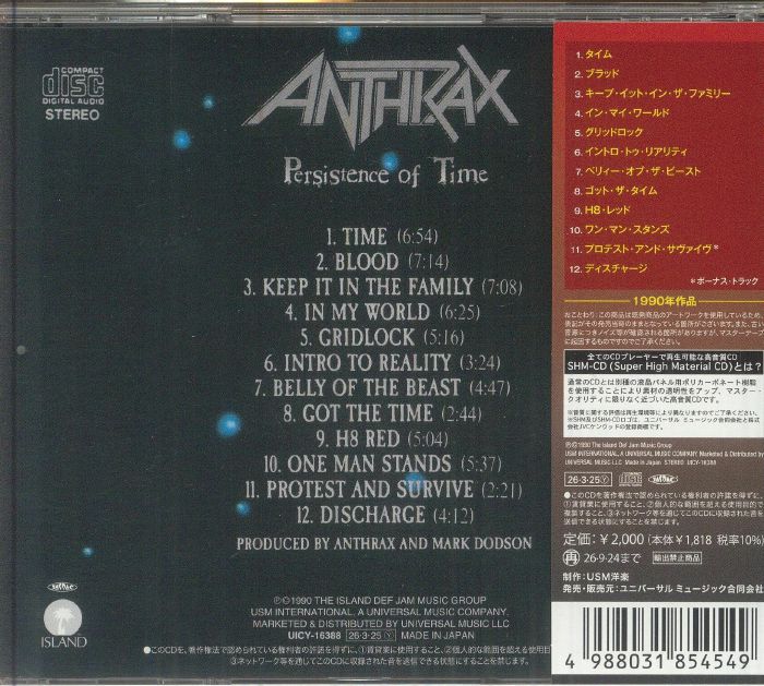 Persistence of Time (Reissue) - Anthrax (CD)