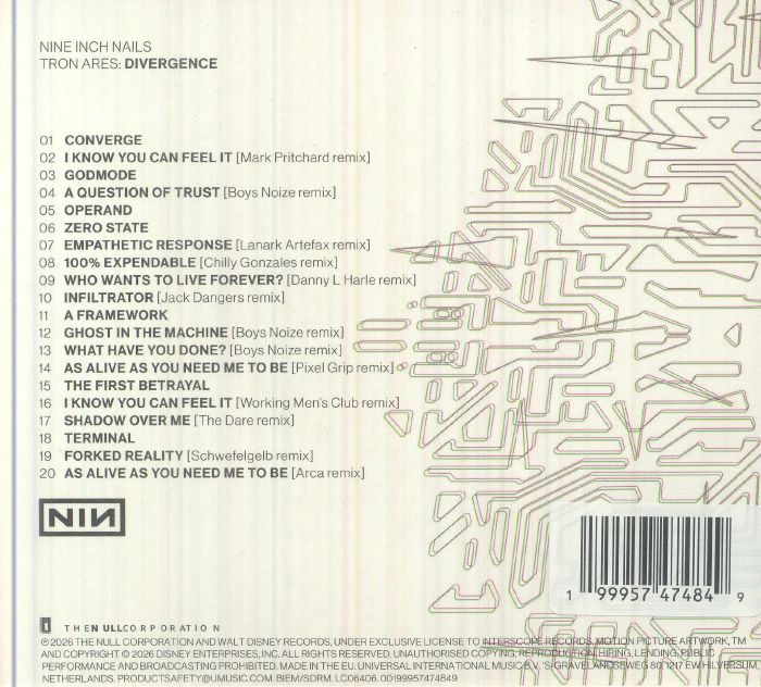 Tron Ares: Divergence - Nine Inch Nails (CD)