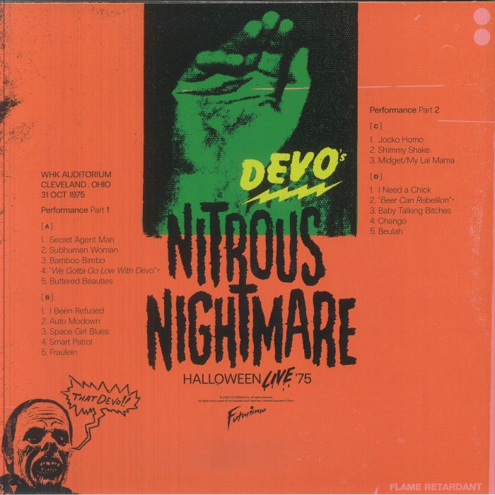 Nitrous Nightmare Halloween Live 75 ('Laughing Gas' Vinyl) - Devo