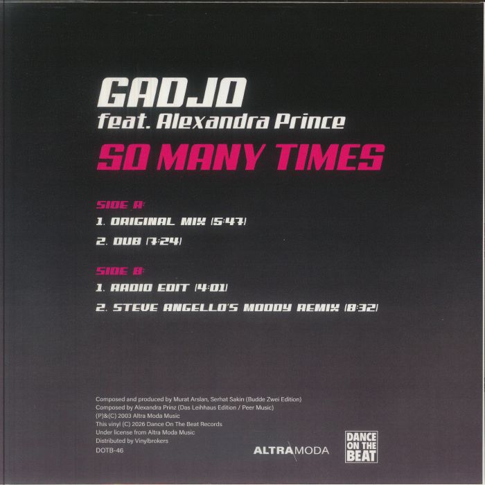 So Many Times (Reissue) (Pink Vinyl) - Gadjo feat Alexandra Prince
