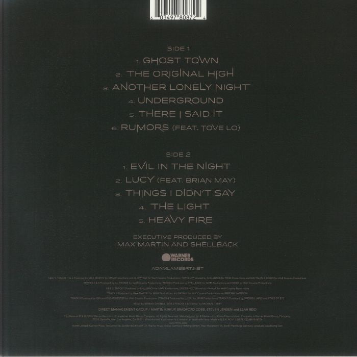 The Original High (Limited Clear Smoke Vinyl) - Adam Lambert