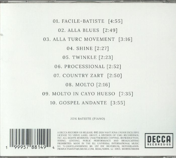 Black Mozart: Batiste Piano Series Vol 2 - Jon Batiste (CD)