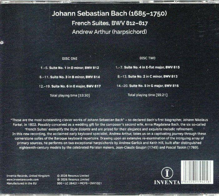 French Suites Bwv 812-817 - Johann Sebastian Bach / Andrew Arthur (2xCD)