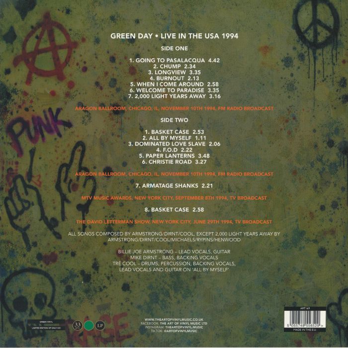Live in USA 1994 (Limited Green Vinyl) - Green Day