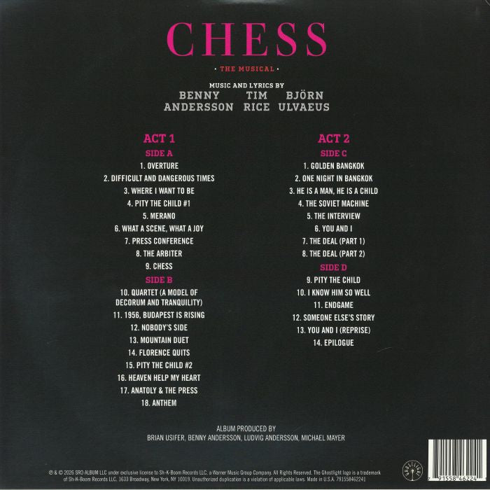 Chess the Musical: 2025 (Original Broadway Cast Recording) (Booklet Hediyeli) - Benny Andersson / Tim Rice / Bjorn Ulvaeus