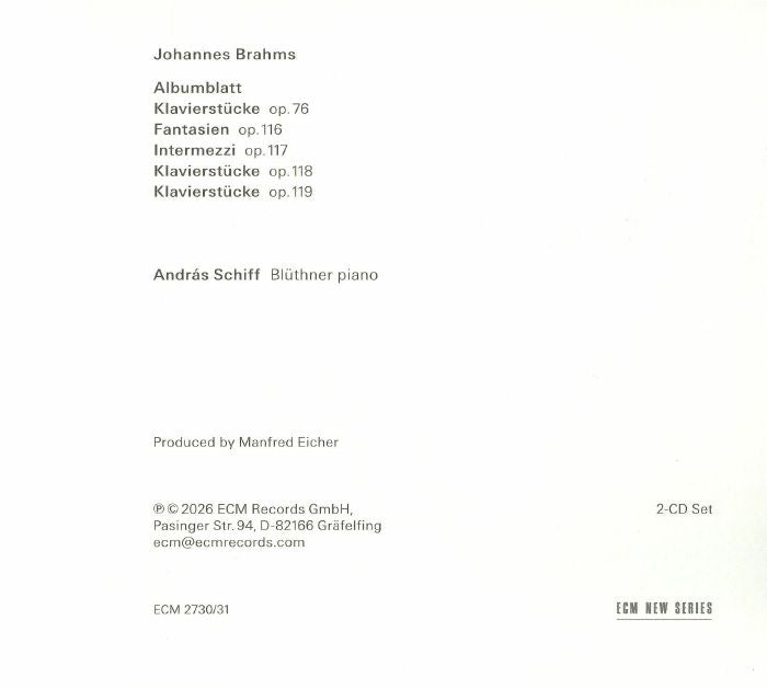Klavierstucke (Booklet Hediyeli) - Johannes Brahms / Andras Schiff (2xCD)