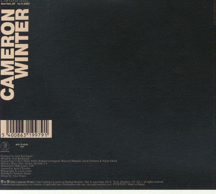 Live at Carnegie Hall - Cameron Winter (CD)
