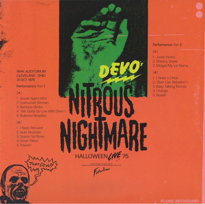 Nitrous Nightmare Halloween Live 75 ('Cool Ghoul' Vinyl) - Devo
