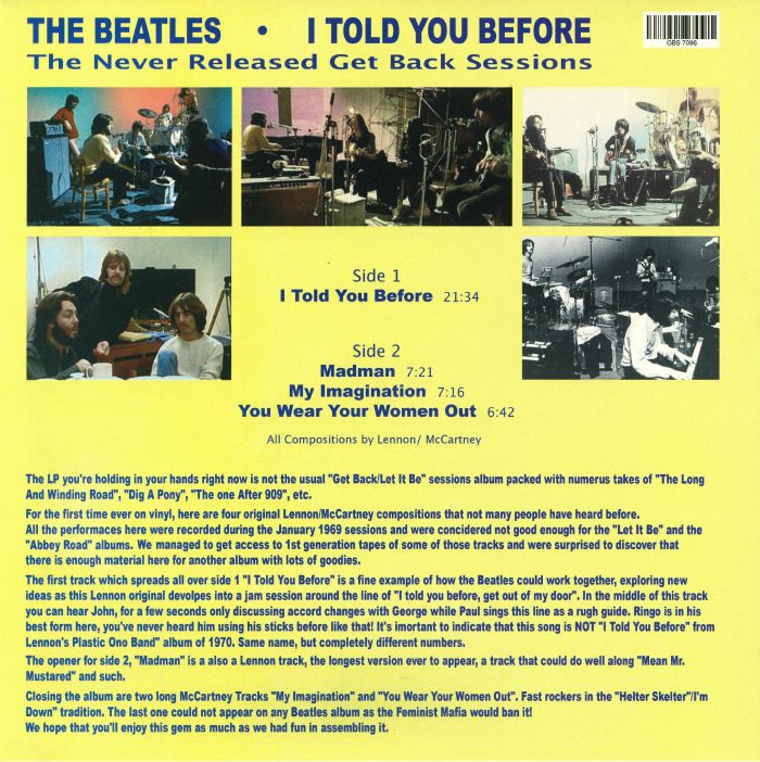 I Told You Before: the Never Released Get Back Sessions - The Beatles