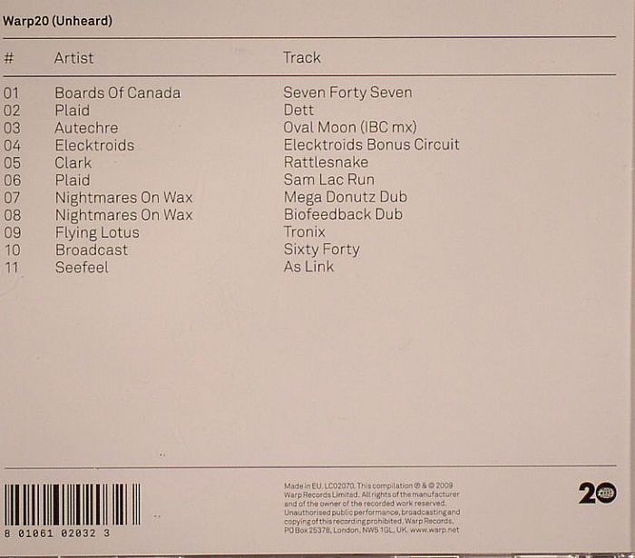Warp 20 (Unheard) - Various (CD)