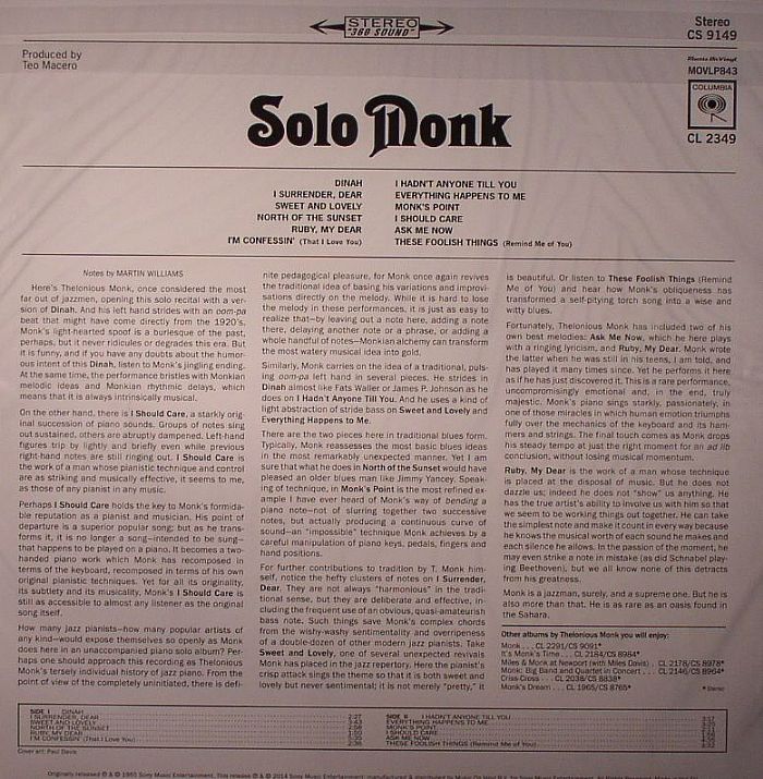 Solo Monk - Thelonious Monk