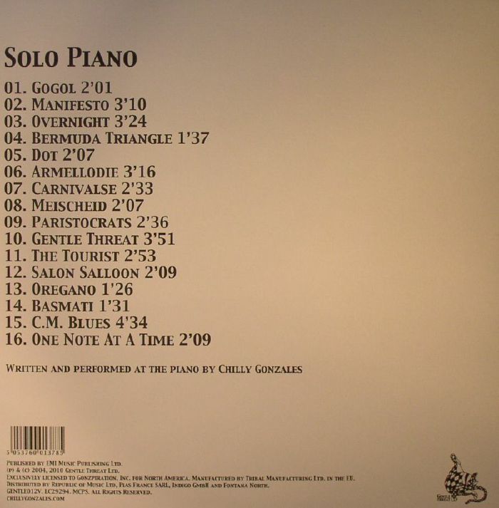 Solo Piano (White Vinyl) - Chilly Gonzales