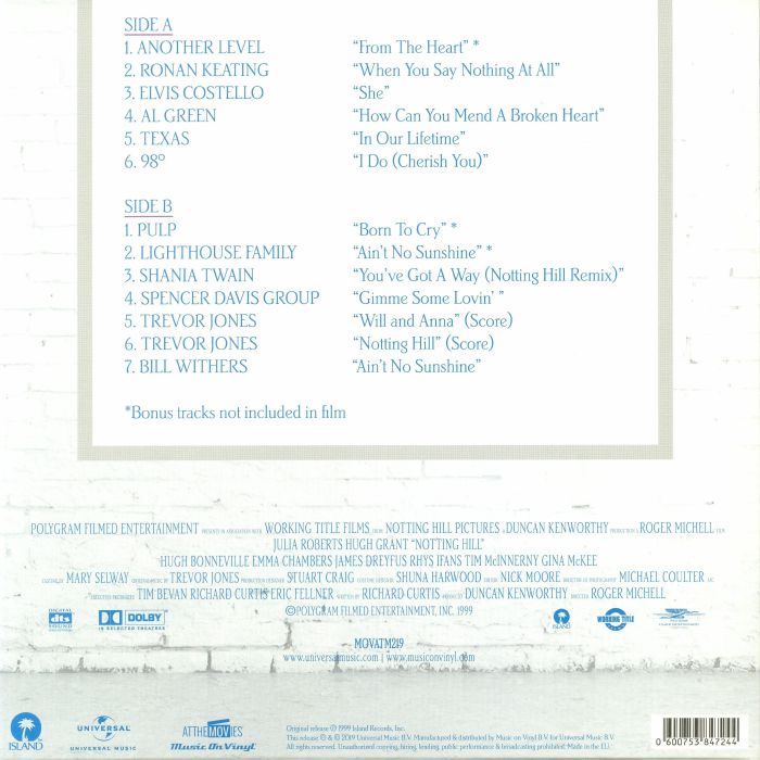 Notting Hill: 20th Anniversary Edition (Soundtrack) - Various