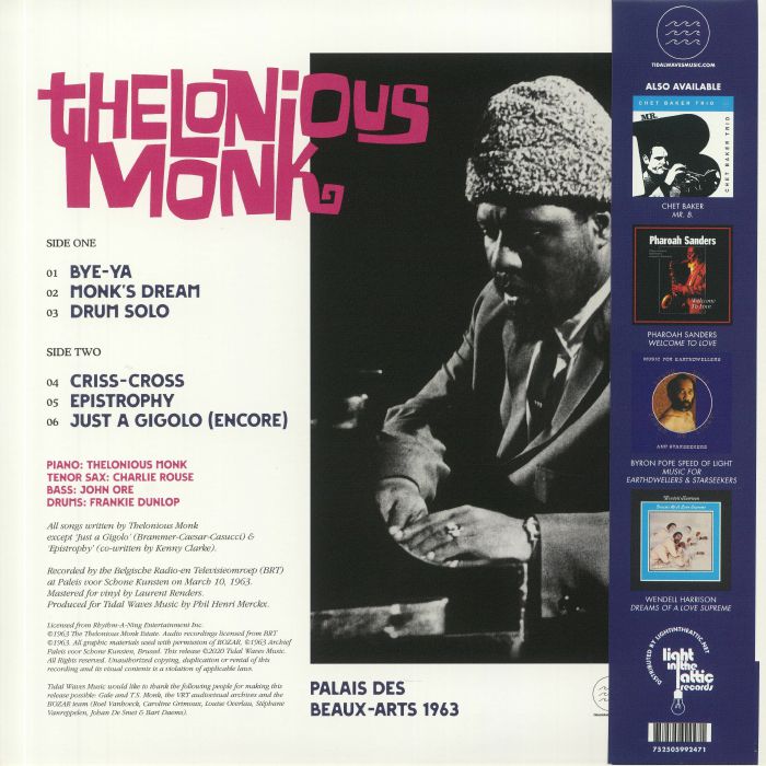 Palais Des Beaux Arts 1963 (Record Store Day 2020) - Thelonious Monk