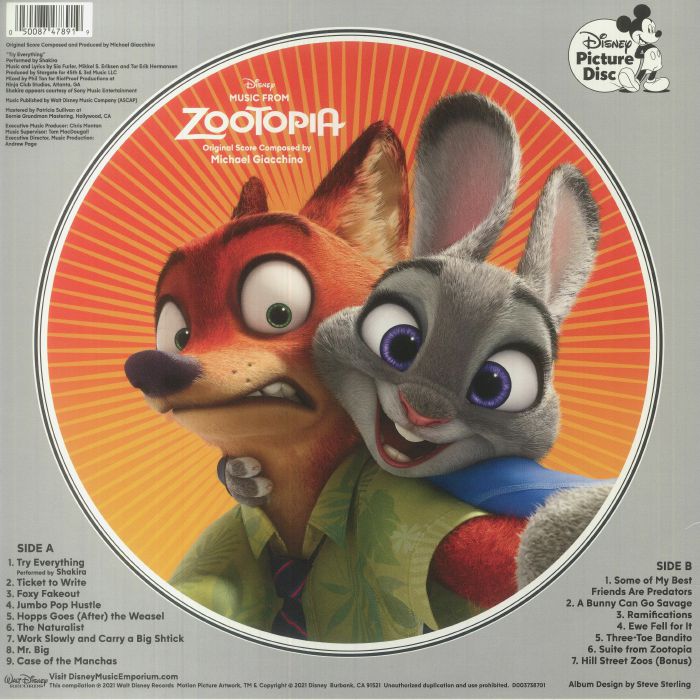 Music from Zootopia (Soundtrack) (Picture Disc) - Michael Giacchino